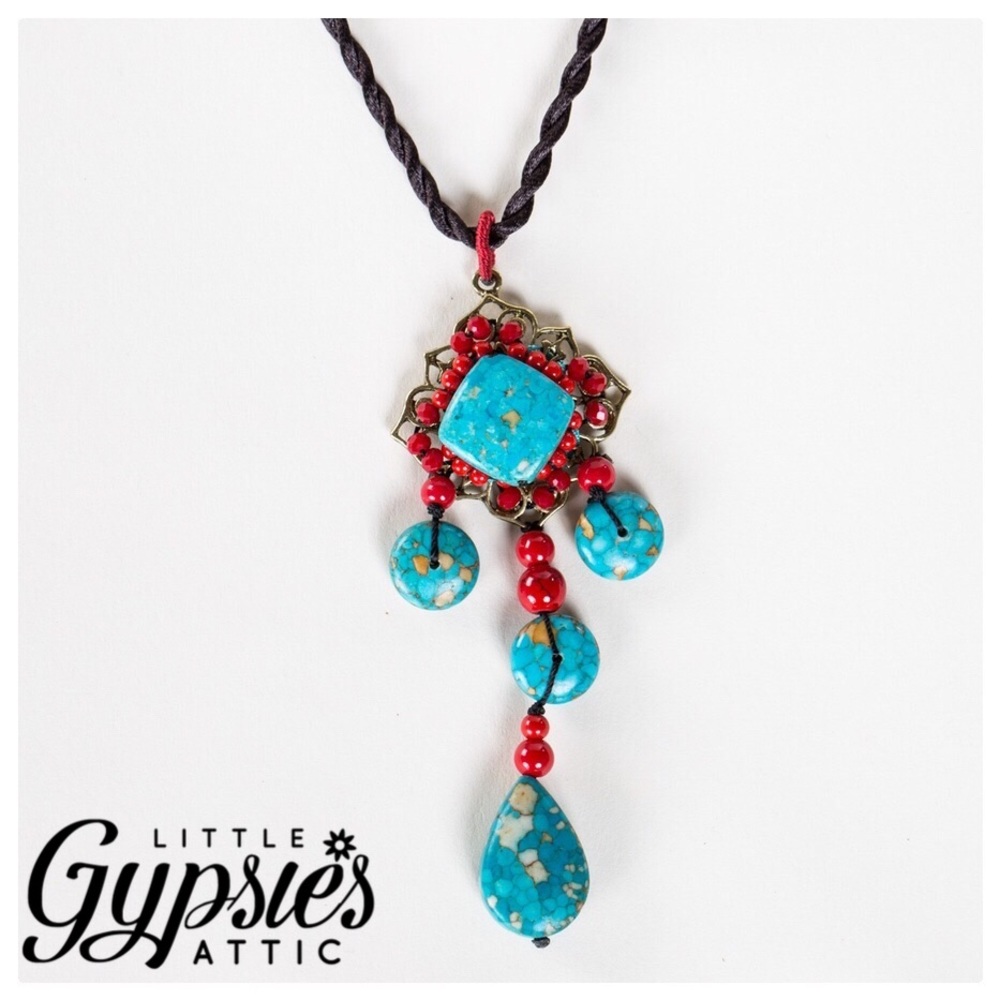 **TAKING DOWN** Boho Turquoise Statement Necklace - Picture 2 of 10